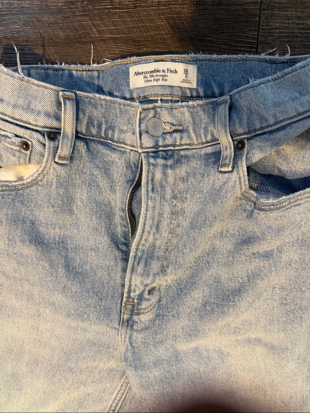 Straight leg 90s Abercrombie & Fitch Light Blue High Rise Mom Jeans size 26L